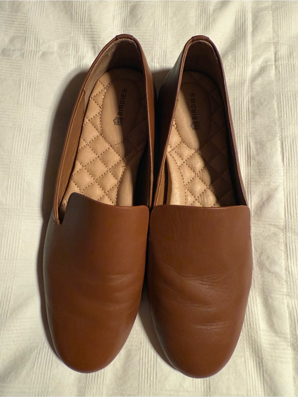 Birdies Cognac Brown Slip-On Leather Loafers